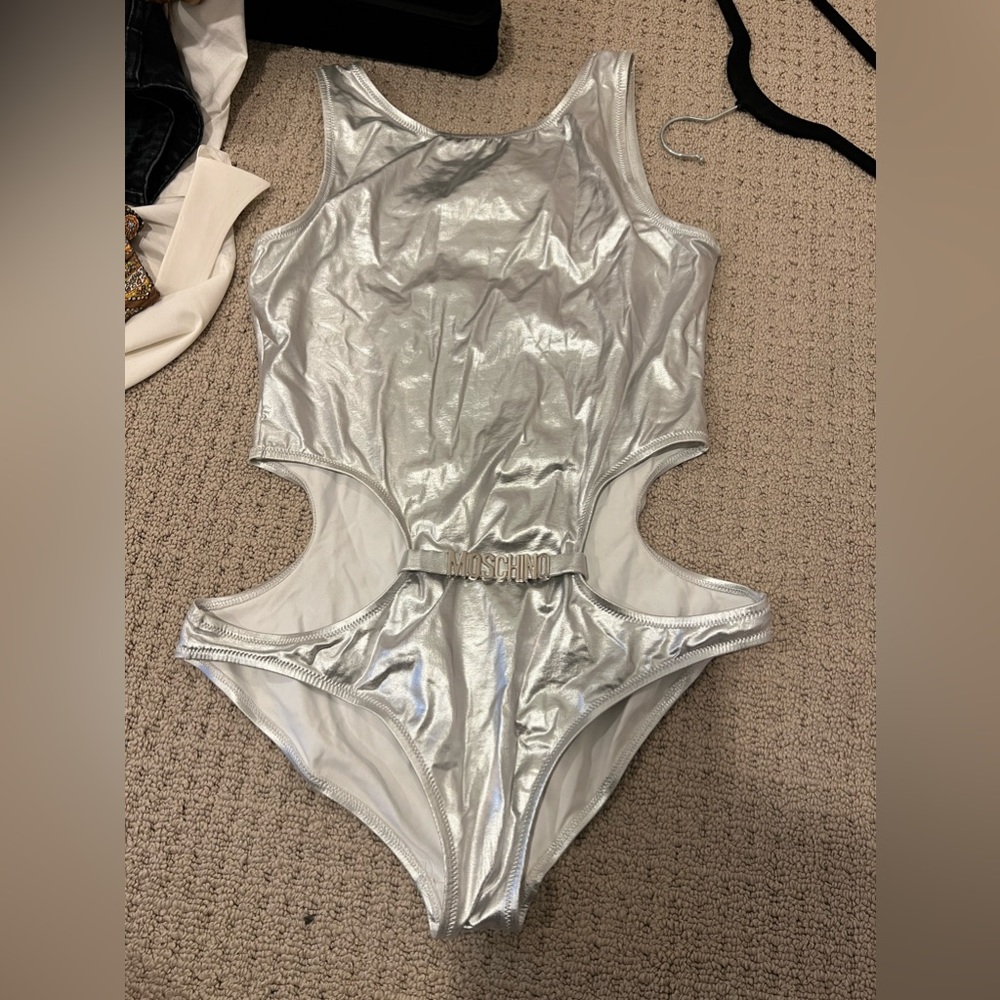 Moschino silver once piece